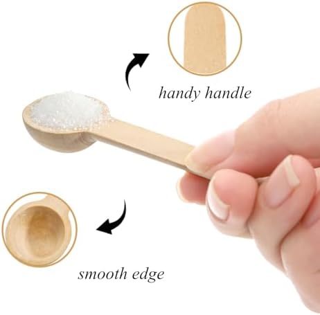 Tebery 60PCS Mini Wooden Spoons Small Bath Salt Spoon Candy Spoon Baby