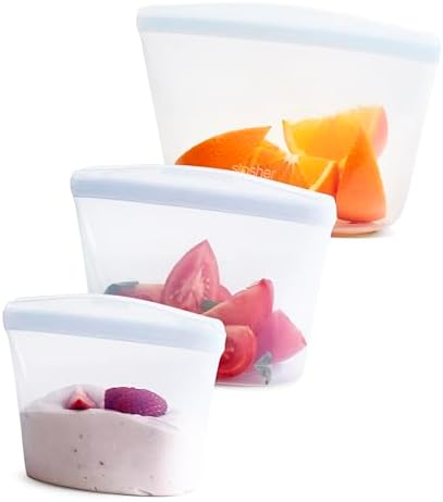 Stasher Premium Reusable Silicone Food Storage Bags, 3-Pack, Clear