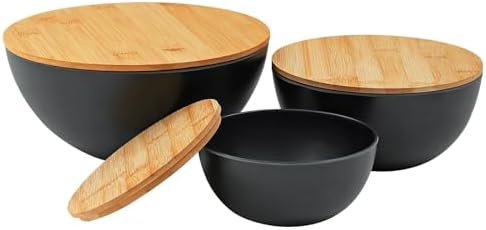 Eco-Friendly Bamboo Fiber Meal Prep Bowl Set with Lids (3 Pack)