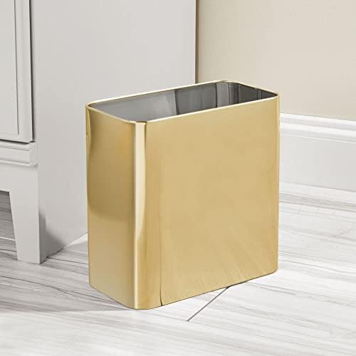 mDesign Metal Trash Can, 2.4 Gallon, Soft Brass
