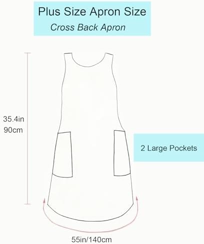Plus Size Cross Back Apron for Women Canvas Adjustable with 2 Large