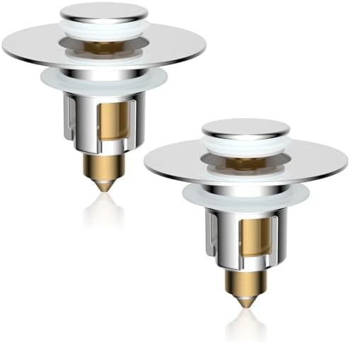 2-Pack Universal Metal Bathroom Sink Stopper Strainer, Hair Catcher