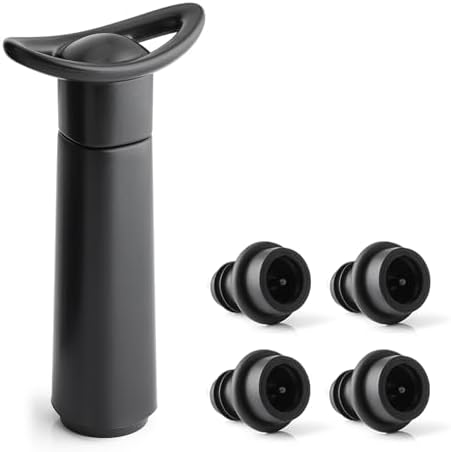 OWO Wine Vacuum Pump with 4 Stoppers, Wine Saver & Preserver, Food