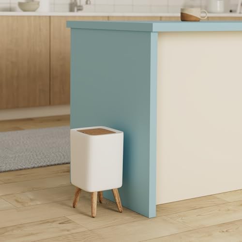 WanWanKa Mini Trash Can, 2.6 Gallon, White