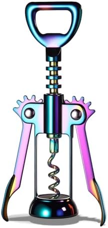 Winged Corkscrew, Iridescent Bottle Opener, Cork Remover, Rainbow Wine