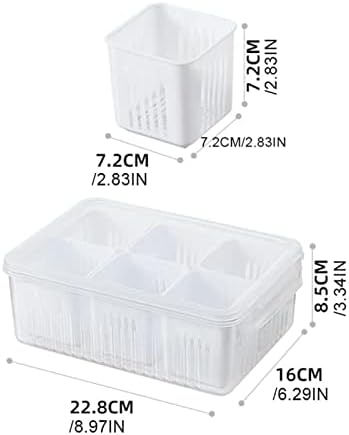 6-in-1 Kitchen Scallion Storage Box, 6 Grids Draining Crisper Portable