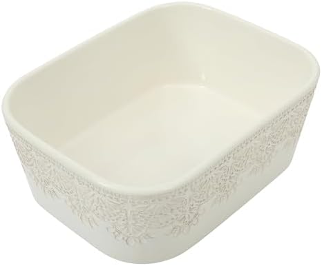6-Piece Ceramic Nesting Baking Dishes with Lids, Vintage Lace Pattern