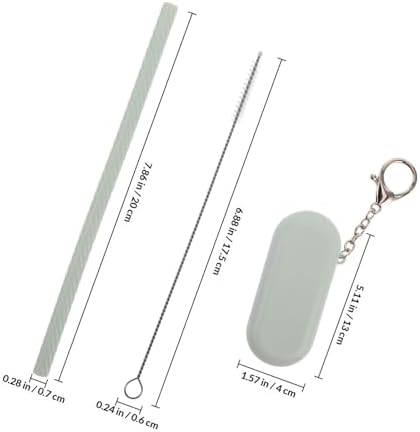 4 Sets Reusable Silicone Straws Set with Case Keychain and Cleaner