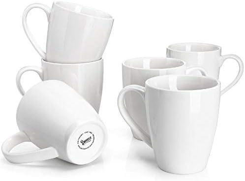 Sweese Porcelain Coffee Mugs - 16 Ounce - Set of 6, Cups for Latte