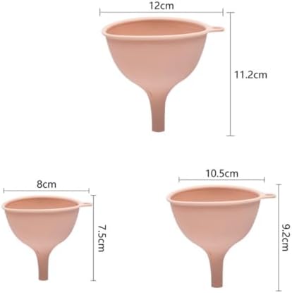 3pcs Silicone Kitchen Funnel Set with Handle, Wide Mouth Pink