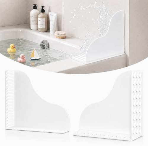 Shower Splash Guard, 2 Pack Silicone Splash Guards with Strong Suction