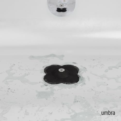 Umbra Bloom Drain Stop, Bathtub Drain Hair Catcher, 3-Inch, Black