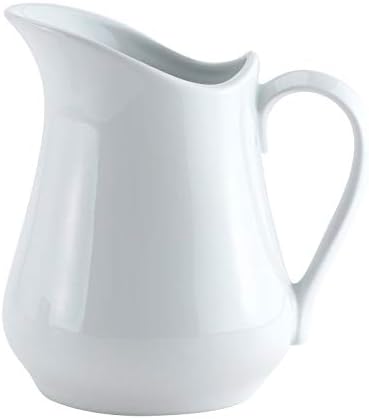 HIC Kitchen Creamer Pitcher With Handle, Fine Porcelain, 32-Ounce