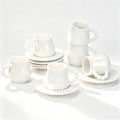 Coffee Cup Set of 6 with Saucers, 3.5 OZ Small Ceramic Espresso Cups