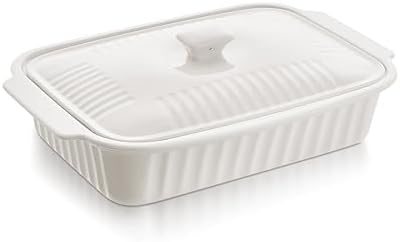 Large Ceramic Baking Dish with Lid, 5.5 Quart
