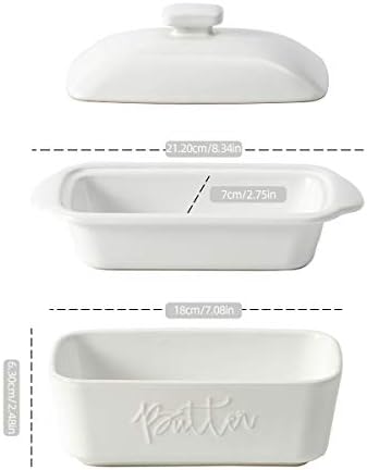 FE Butter Dish, 10 oz Ceramic Butter Keeper with Water Line, French