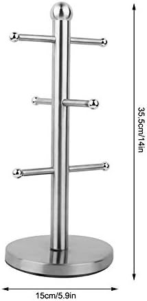 Mug Holder Tree, 6 Hooks Stainless Steel Coffee Cup Holder Coffee Mug