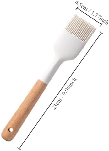 2Pcs Silicone Oil Brush with Wooden Handle,Durable Basting Brush