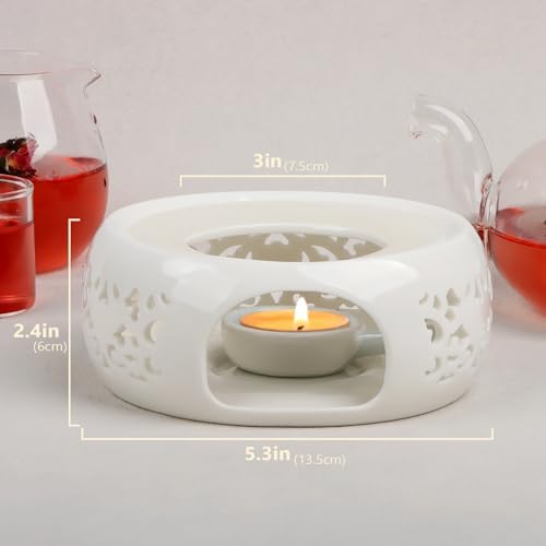 KAYCROWN Teapot Warmer, Ceramic Tea Warmer with Tealight Holder