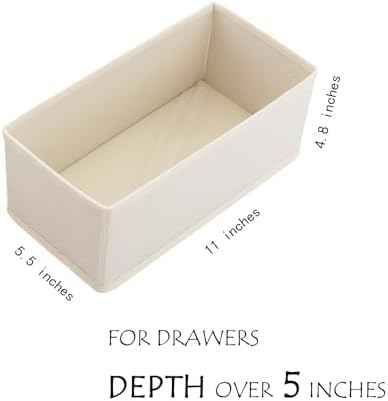 Small Foldable Fabric Drawer Organizer 3 Pack Beige - 11“ Breathable