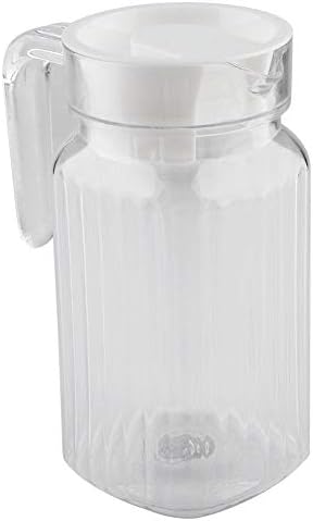 Fdit Acrylic Transparent Bottle Striped Water Ice Cold Jug with Lid