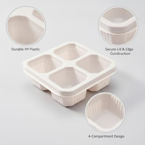 Home Organizers 4-Compartment Snack Box with Lid, Divided Dry Food