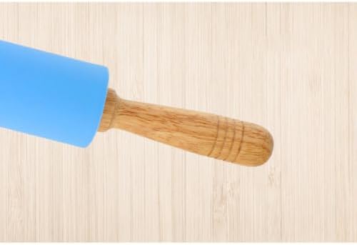 Silicone Rolling Pin Dough Roller with Wood Handle Inch Non Stick