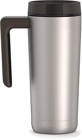 THERMOS ALTA SERIES Stainless Steel Mug 18 Ounce, Matte Steel/Espresso
