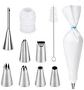 10-Piece Reusable Piping Bags and Tips Set-Cotton Baking Kit with