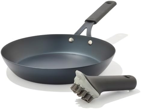 OXO Obsidian 10” Carbon Steel Frying Pan, Pre-Seasoned Skillet with