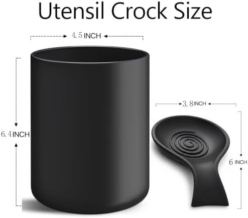 Ceramic Spoon Rest for Stove Top, Black Spoon Holder for Kitchen
