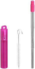 uxcell 1 Set Reusable Metal Straws, 3.7"-8.3" Portable Telescopic