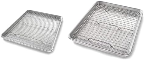 USA Pan Half & Quarter Sheet Baking Pan and Bakeable Nonstick Cooling
