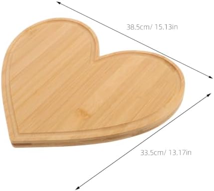 3 Piece Heart Cutting Board Set Bamboo Tray for Kitchen