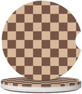 Brown Checkered Car Coasters for Cup Holders,2 Pack Car Cup Holder