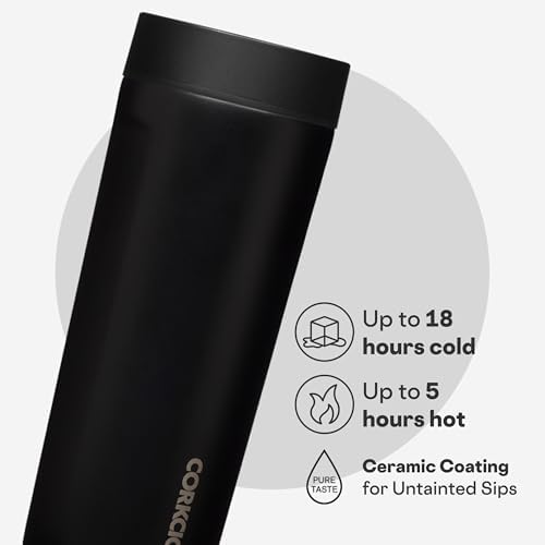 Corkcicle Commuter Cup 17 oz Travel Mug with 360° Sip Lid, Matte Black