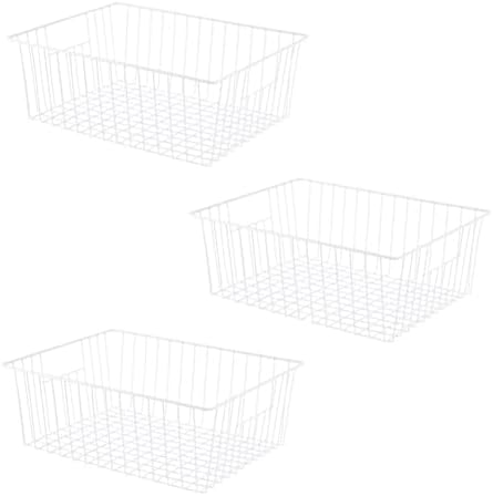 16" L x 12" W Wider Freezer Storage Organizer Baskets Container, Metal