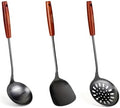 FJNATINH 17inches Black Wok Spatula and Ladle Set