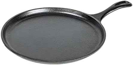 Lodge Pre-Seasoned Cast Iron Griddle with Red Handle Holder, 10.5 Inches