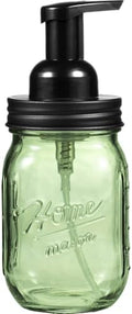 Amolliar 16OZ Green Glass Mason Jar Foaming Soap Dispenser, Black