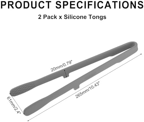 uxcell Silicone Tongs, 2-Pack, Gray