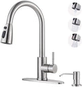 WOWOW Kitchen Faucet with Soap Dispenser, Brushed Nickel