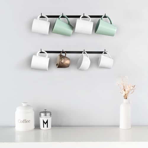 Dahey Mug Rack Wall Mounted Metal Coffee Cup Holder with 8 Hooks