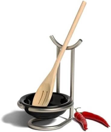 Spectrum Euro Spoon Rest with Ceramic Dish Upright Cooking Utensil