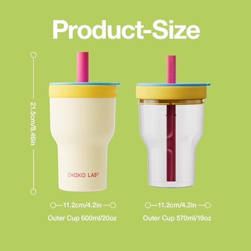 CHAKO LAB Glass Insulated Water Bottle 20oz | No Metal Taste Tumbler