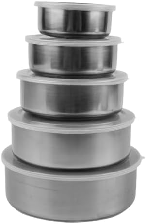 5 Pcs Stainless Steel Containers with Lids, Stackable Food Container