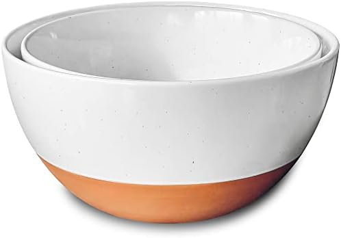 Mora Ceramic Large Mixing Bowls - Set of 2 Nesting Bowls for Cooking