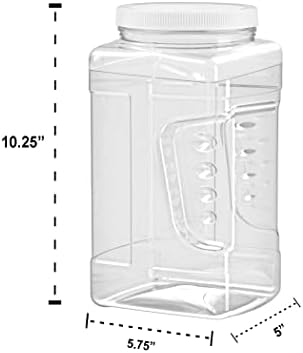 ljdeals 1 Gallon Clear Plastic Storage Containers Grip Jars, Wide