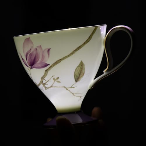 KAMMAK Ceramic Coffee Cups Saucers Set of 2, Porcelain Espresso Cups