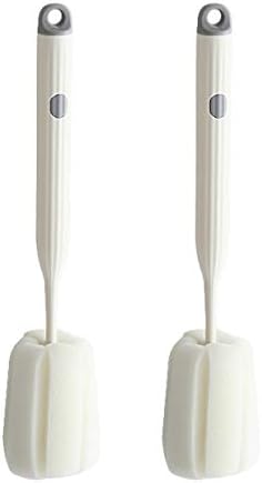 DI QIU REN 2Pcs White Soft Sponge Brushes Clean Bottles Cups &